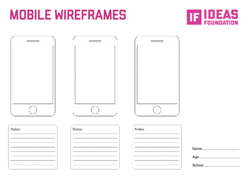 Mobile app wireframe