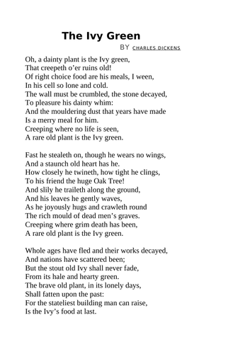 The Ivy Green by Charles Dickens