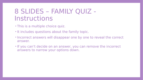 SOCIOLOGY 8 SLIDES Family revision quiz