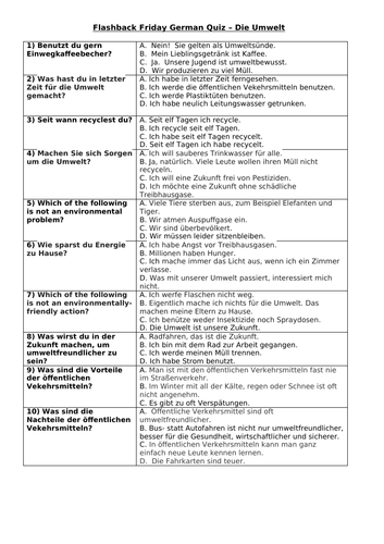 GCSE German Low-Stakes Revision Quizzes (Flashback)