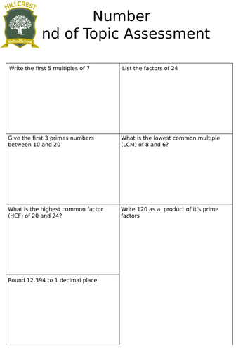 Grade 2 number assessment and revision | Teaching Resources