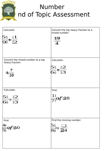 Grade 3 number assessment and revision
