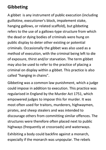 Gibbeting Crime and Punishment Handout