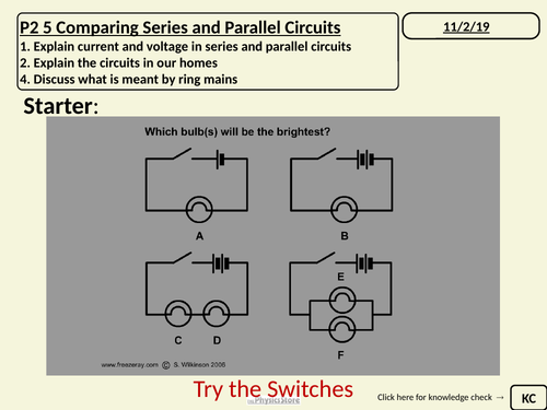 KS3 Physics AQA P2 5 Comparing Series and Parallel Circuits