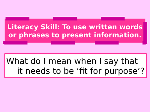 Literacy Skills Writing - Written words or phrases to present