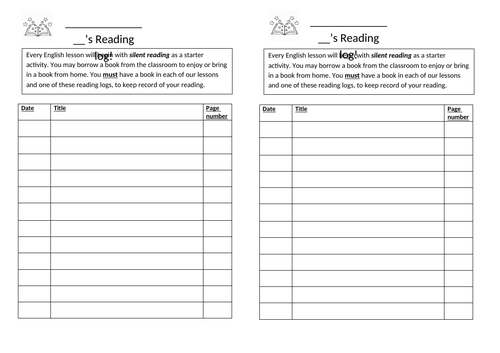 Reading Log / bookmark