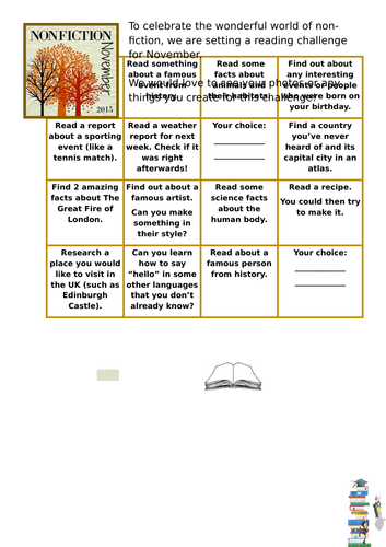 Non Fiction Reading Challenge Bingo