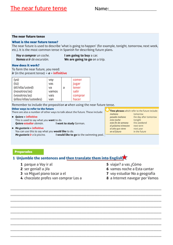 El futuro próximo - the near future tense y10 Spanish