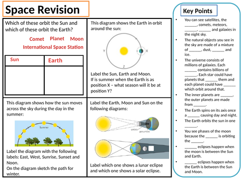 Space revision sheets
