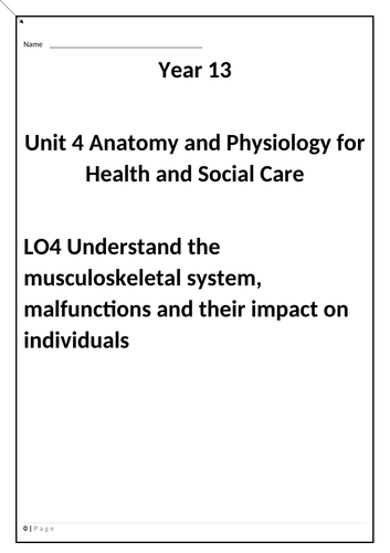OCR H&SC Technical unit 4. Knowledge book for LO4 muscular skeletal system