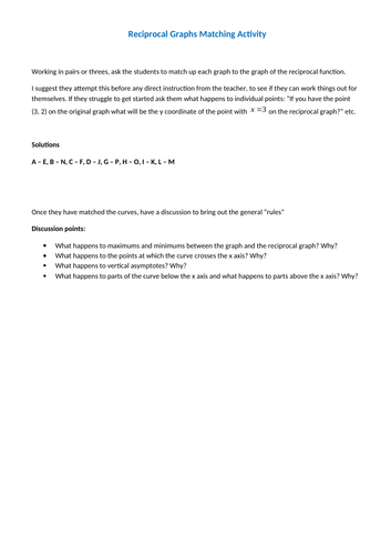 Reciprocal curves matching activity