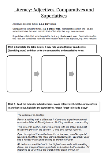 Comparatives & Superlatives work booklet