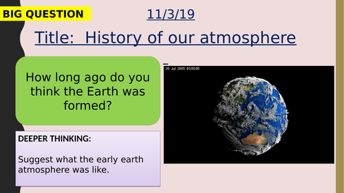 AQA new specification-History of the atmosphere-C13.1