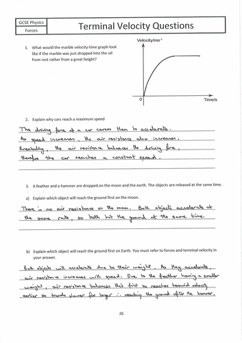 Terminal Velocity Questions