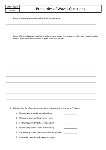 Transverse & Longitudinal Wave Properties