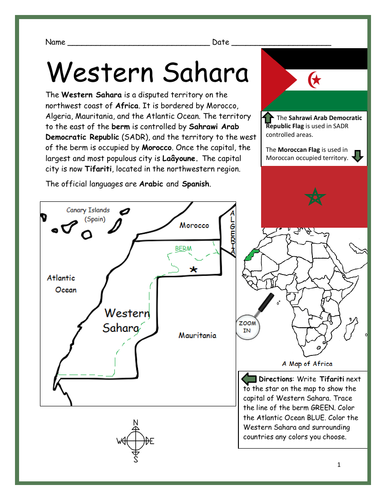 WESTERN SAHARA - Introductory Geography Worksheet