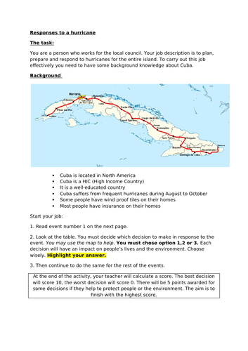 Preparation and response to Hurricanes