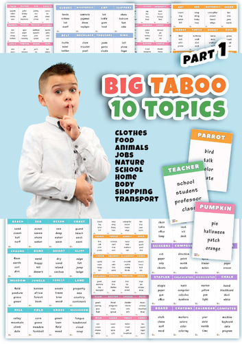 Taboo Speaking Game | Printable ESL Vocabulary Cards