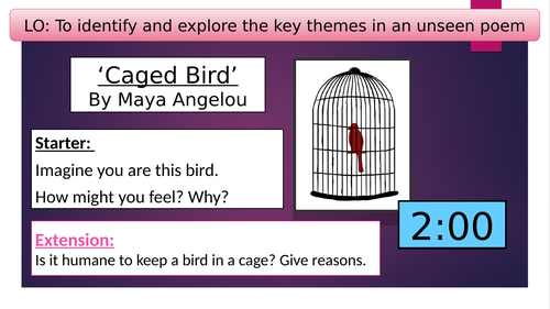 Caged Bird by Maya Angelou Whole lesson - imagery