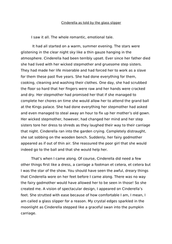 Cinderella told by the glass slipper