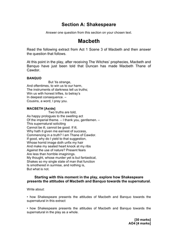 Macbeth: Supernatural Essay (Top Band)