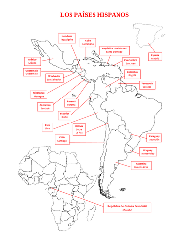 Países Hispanos Map | Teaching Resources