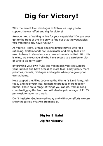 Dig for victory campaign modelled write