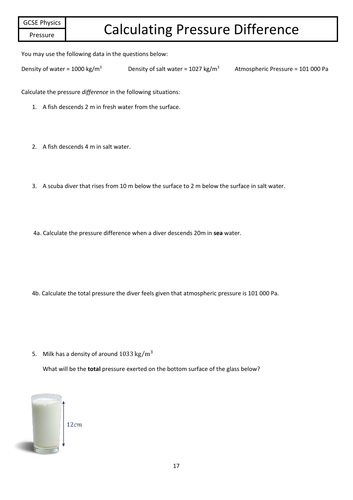 Pressure Difference Calculations