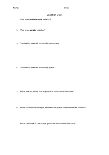 Environmental and genetic variation