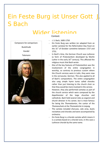 Edexcel A Level Music Bach Wider Listening and Context