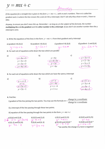 y=mx+c answers for tristanjones worksheet