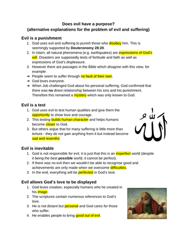 AS Level religious studies - evil and suffering (Edexcel)