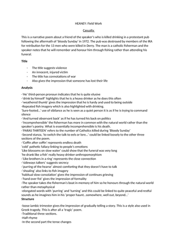 Analysis of Heaney's Casualty