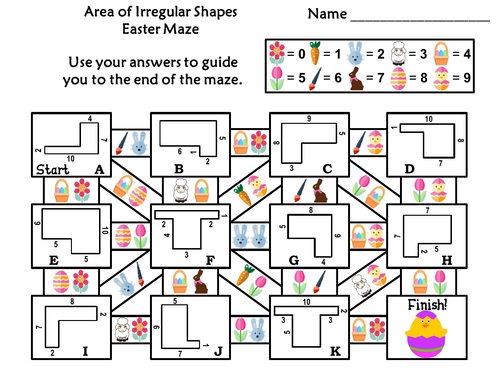 Area of Irregular Shapes Game: Easter Math Maze