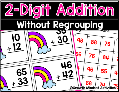 2 Two Digit Addition without Regrouping Task Cards