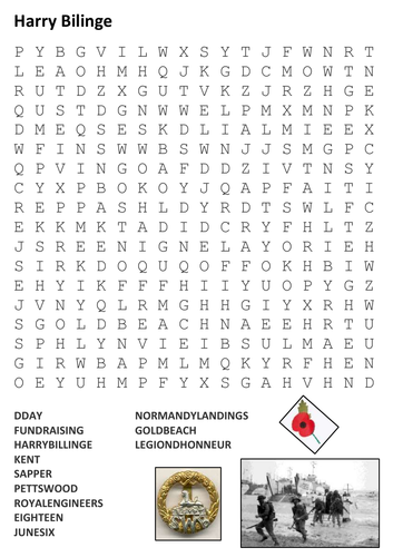 Harry Bilinge D-Day Veteran Word Search