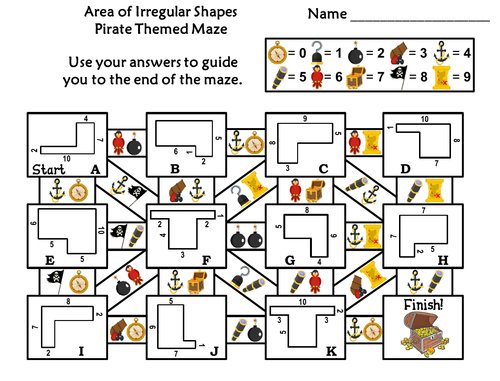Area of Irregular Shapes Game: Pirate Themed Math Maze