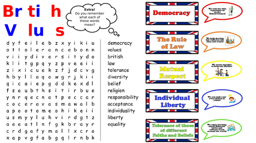 British Values Wordsearch