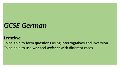 GCSE German - asking questions using question words and inversion