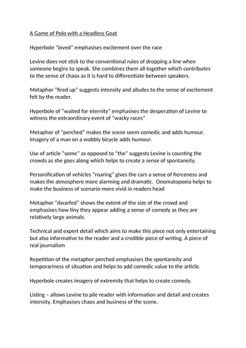 A Game of Polo with a Headless Goat - Analysis