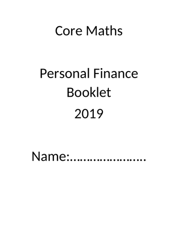 Core Maths Personal Finance Teaching/Revision Booklet