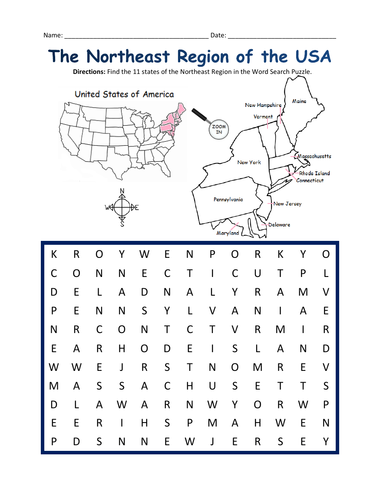 northeast region of the united states printable handout teaching resources