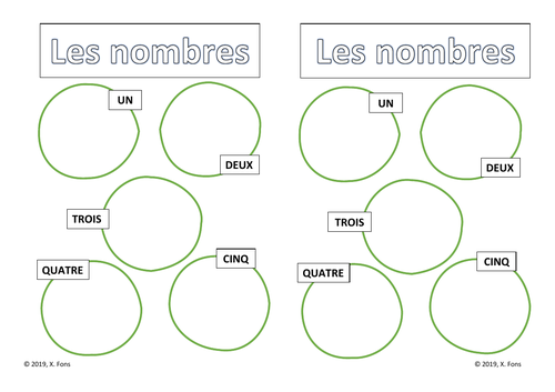 French numbers 1-10. Worksheet