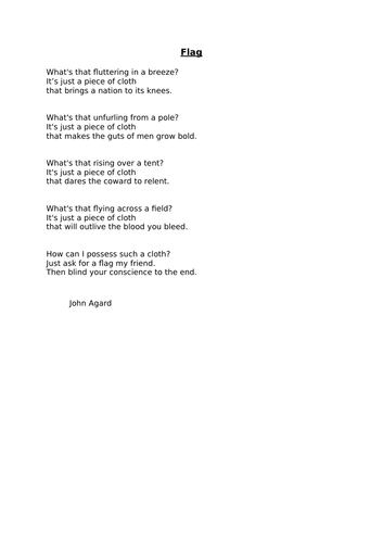 Exploration of the poem Flag by John Agard
