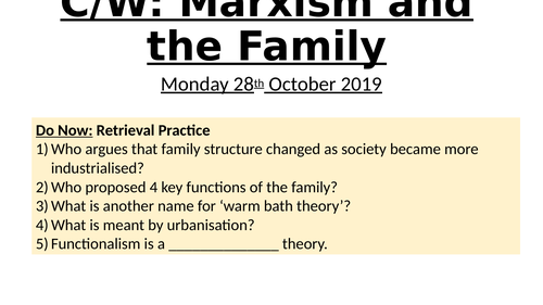 A Level Sociology: Marxist perspectives of the family