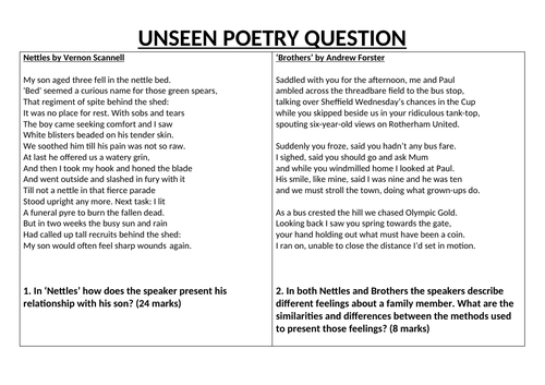 Unseen poetry question AQA
