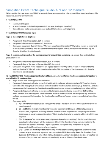 GCSE AQA Business exam essay technique