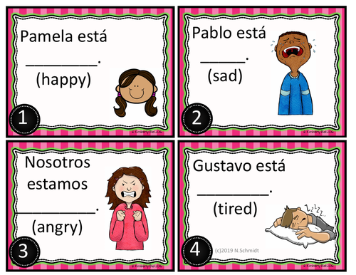 Spanish Emotions Task Cards: 24 Task Cards - Emociones en Español