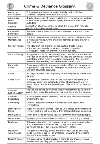 GCSE Sociology - Crime Key Words Glossary