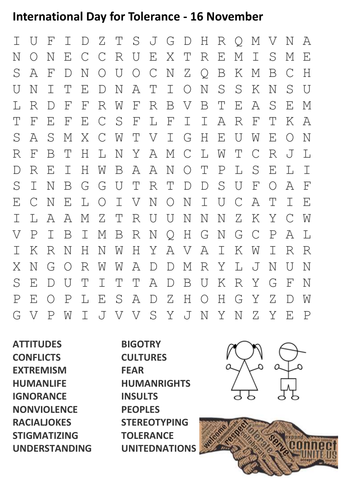 International Day for Tolerance Word Search